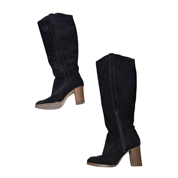 Sole Society Benedict Black Suede Knee High Boots Heeled Western Womens 8.5 - Picture 1 of 5